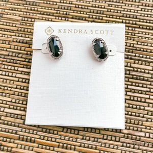 Ellie Silver Black Opaque Glass Stud Earrings